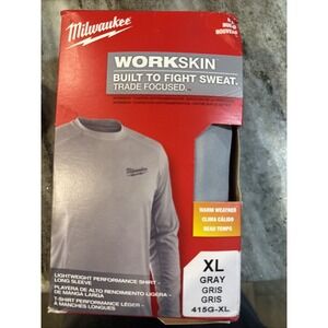 Milwaukee Men's Work Skin XL Gray Light Weight Performance L/S Tee 415G-XL